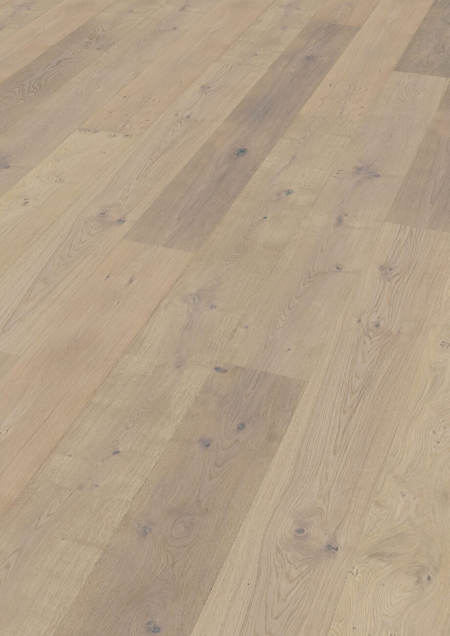 Parquet Trinity Oak Rustical 1-strip beveled brushed white oiled – 11