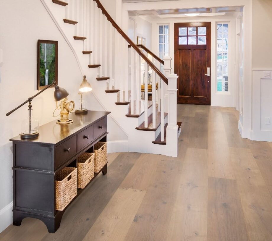 Parquet Trinity Oak Rustical 1-strip beveled brushed white oiled – 17