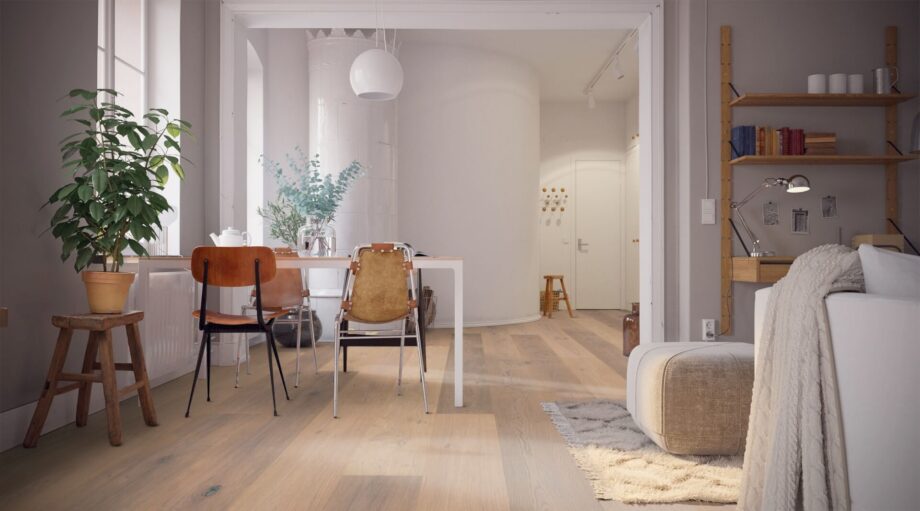 Parquet Trinity Oak Rustical 1-strip beveled brushed white oiled – 7