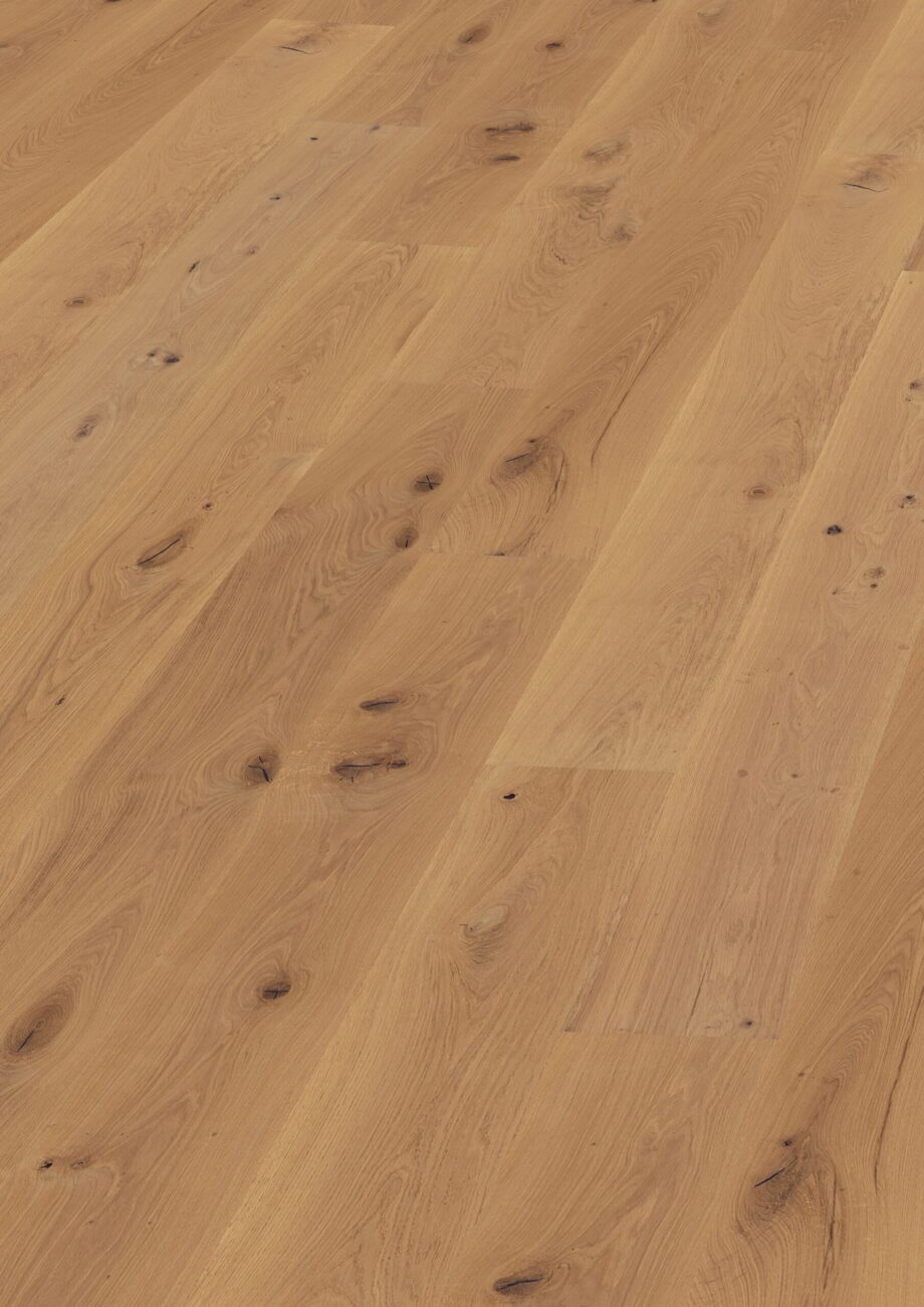 Parquet Trinity Oak Rustical 1-strip beveled brushed raw oiled 305mm