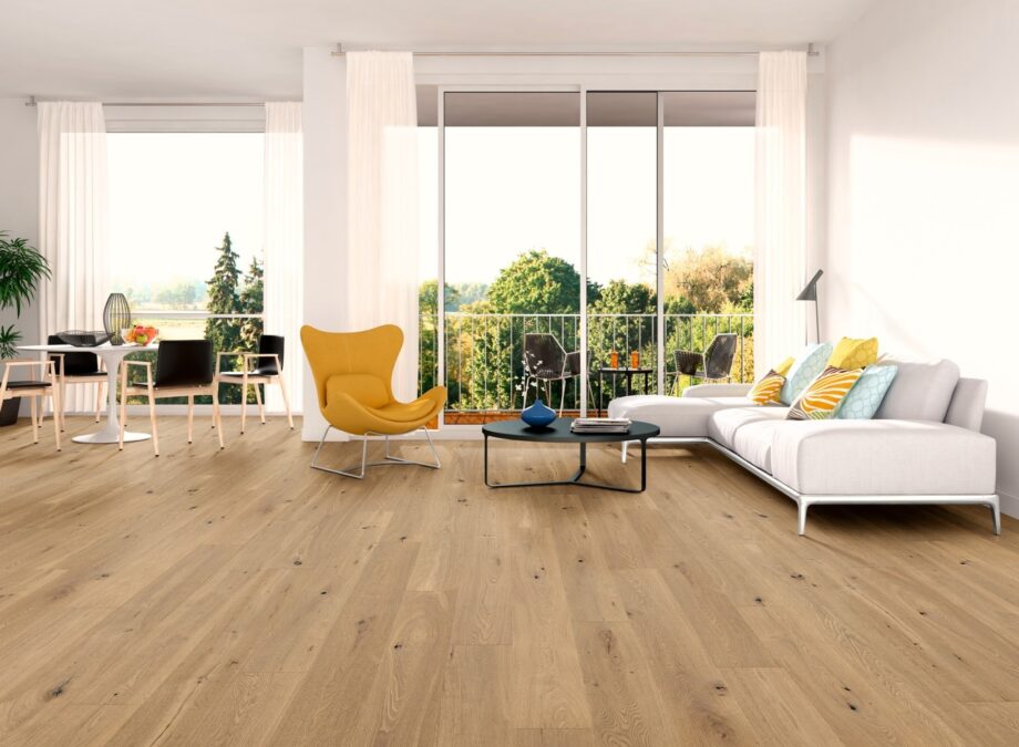 Parquet floor Oak Rustical 1-strip 2 sides beveled brushed rough oiled