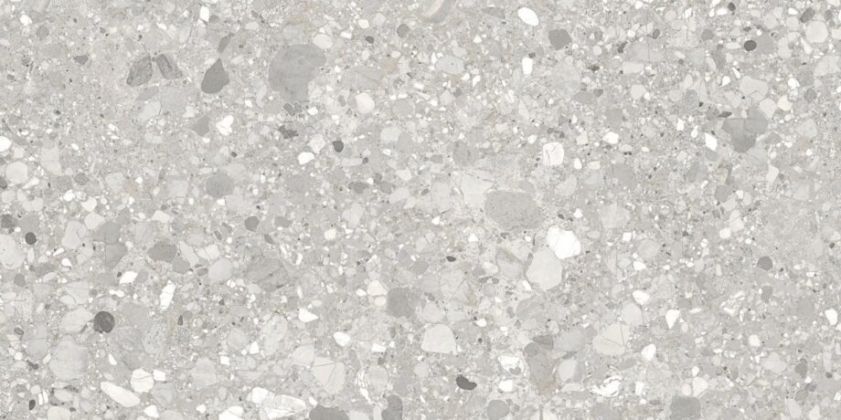 Terrazzo effect matt porcelain floor tile Tau Clemon Silver, 60x60 and 60x120 cm, silver grey, R10, rectified – 2