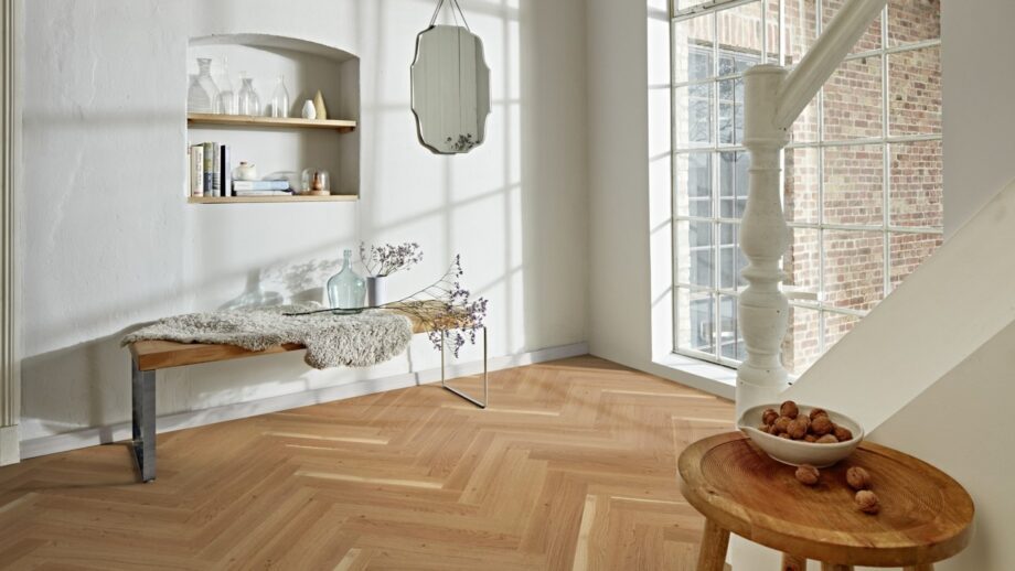 Herringbone parquet Monopark Oak Rustic 45 matt lacquered