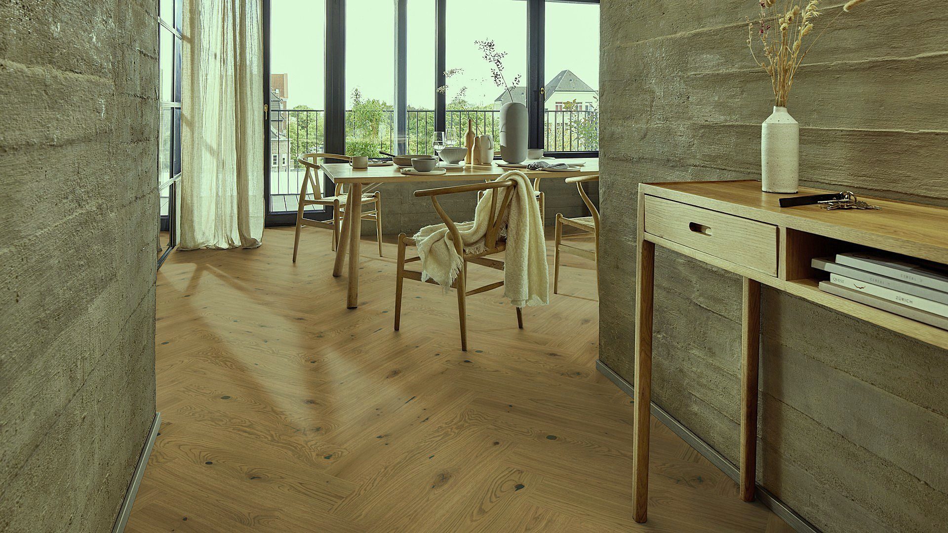 Herringbone parquet flooring Oak Rustic oil-waxed 105mm – 3