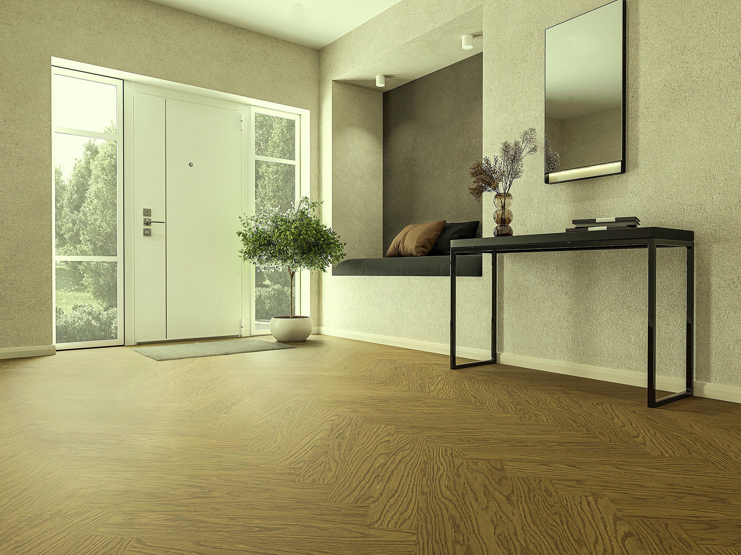 Herringbone parquet oak natur bevelled light brown matt lacquer – 2