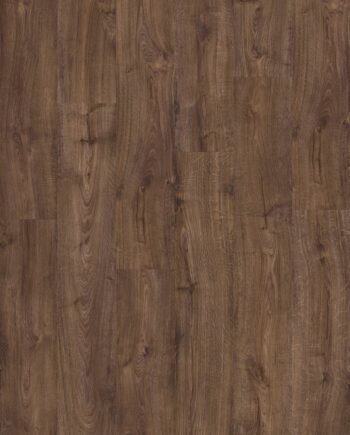 Vinyylilankku Quick Step Autumn Oak Chocolate, tumma suklaanruskea tammen sävy ja lankkudesign.