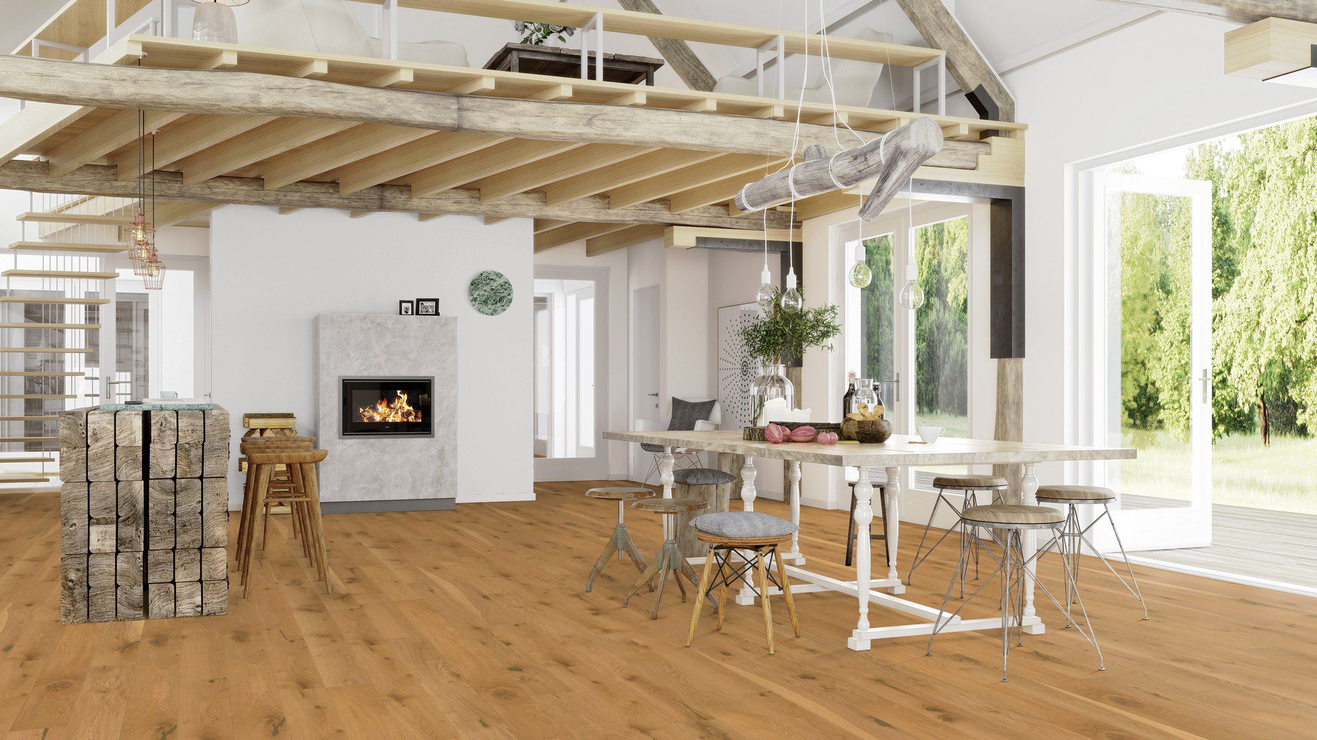 Oak parquet flooring Bauwerk Casapark Budget Cut Oak 56 brushed oil waxed 181mm – 5