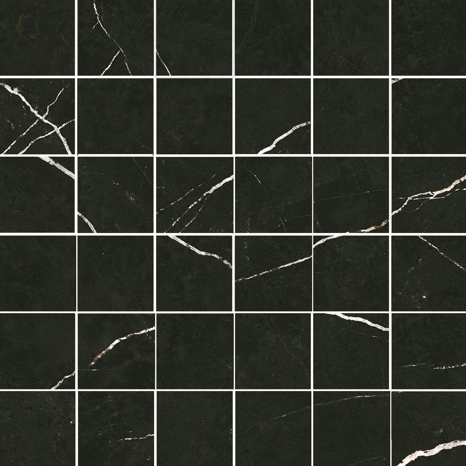 Marmorefektiga matt mosaiikplaat Tau Elite Black 5x5, 30x30 cm, must
