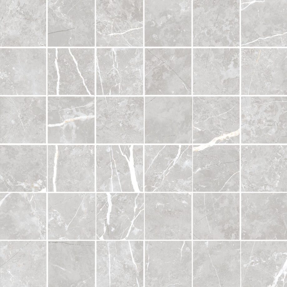036.281.0183.09213-1 Marmorefektiga matt mosaiikplaat Tau Elite Silver 5x5, 30x30 cm, hõbehall