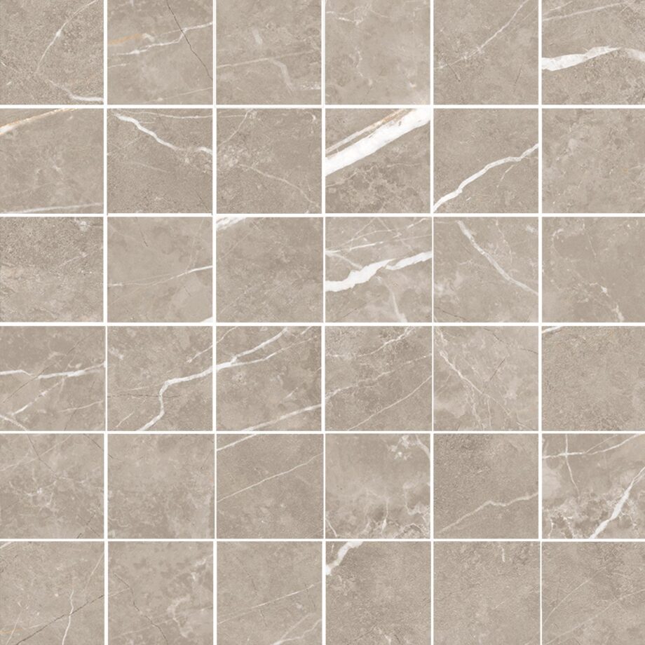 036.281.0408.09213-1 Marmorefektiga matt mosaiikplaat Tau Elite Greige 5x5, 30x30 cm, hallikasbeež