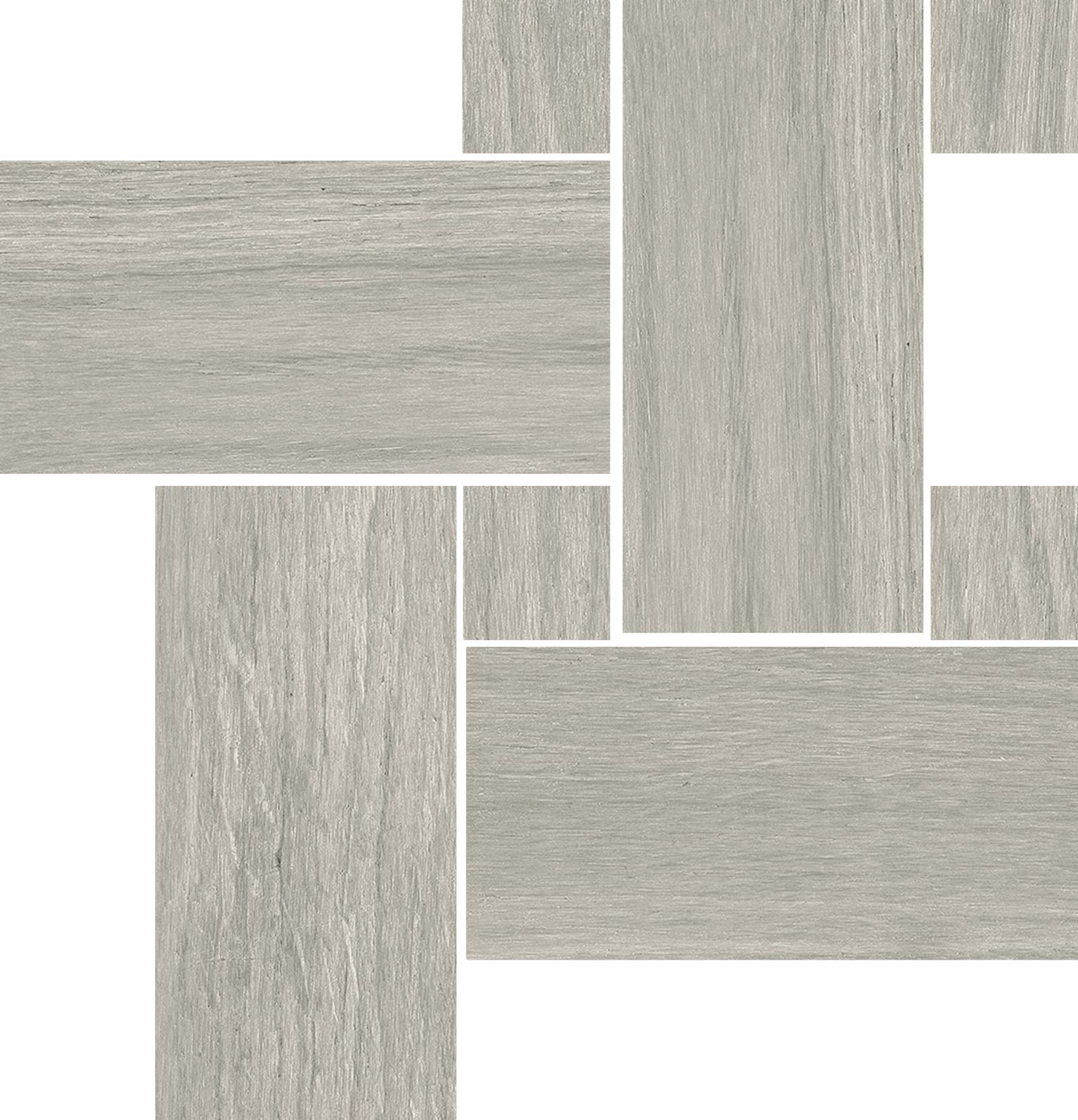 Puidumustriga mosaiikplaat Tau Loire Silver Legno, 22x22 cm, hõbehall