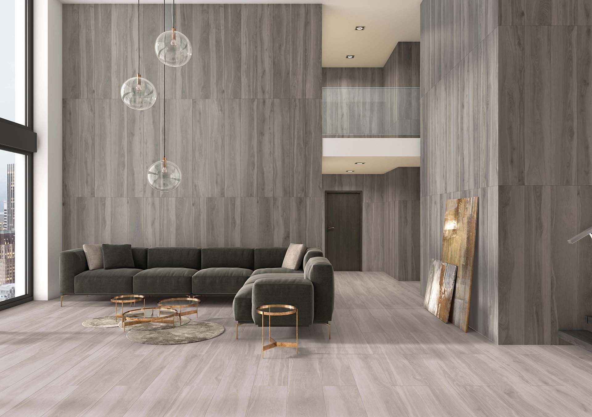 Puidumustriga matt keraamiline põrandaplaat Tau Origin Gray, 20x120 cm, 9 mm, hall, R10, rektifitseeritud