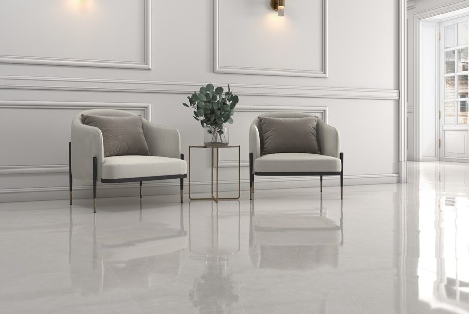 004.120.0108.07981-2 Marmorefektiga poleeritud keraamiline põrandaplaat Tau Elite White Pol, 120x120 cm, 9 mm, valge, rektifitseeritud