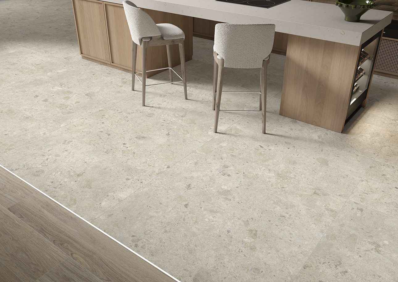 Kiviefektiga matt keraamiline põrandaplaat Tau Qatar White, 60x60 cm, 9 mm, valge, rektifitseeritud