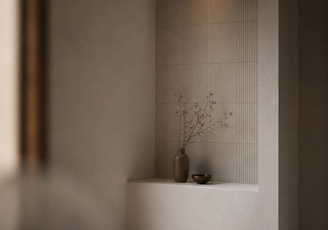 Reljeefne kiviefektiga keraamiline seinaplaat Tau Lithos Wall Relief Linen, 30x90 cm, 8,7 mm, linane beež, rektifitseeritud