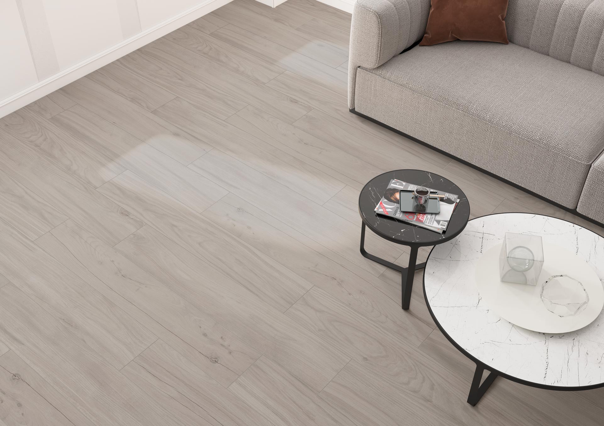Puidumustriga matt keraamiline põrandaplaat Tau Loire Gray, 20x120 cm, 9 mm, hall, rektifitseeritud