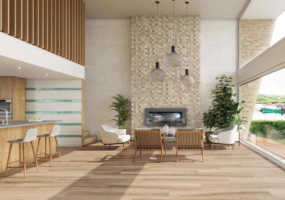 Puidumustriga matt keraamiline põrandaplaat Tau Bohars Sand, 20x120 cm, 9 mm, liivabeež, rektifitseeritud