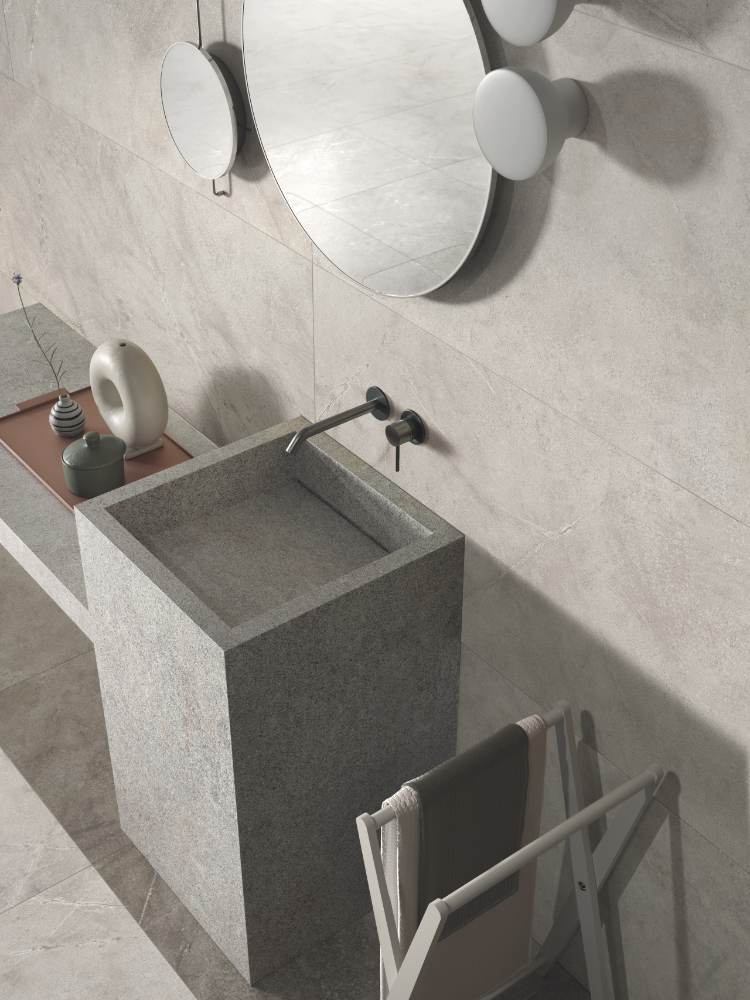 Stone effect porcelain tile ABK Atlantis Sand, 60x60 cm, 8.5 mm, natural matt, slip-resistant R10