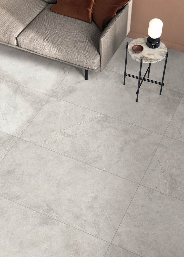 Stone effect porcelain floor tile ABK Atlantis Moon, 120x120 cm, 8.5 mm, semi-polished (lappato)