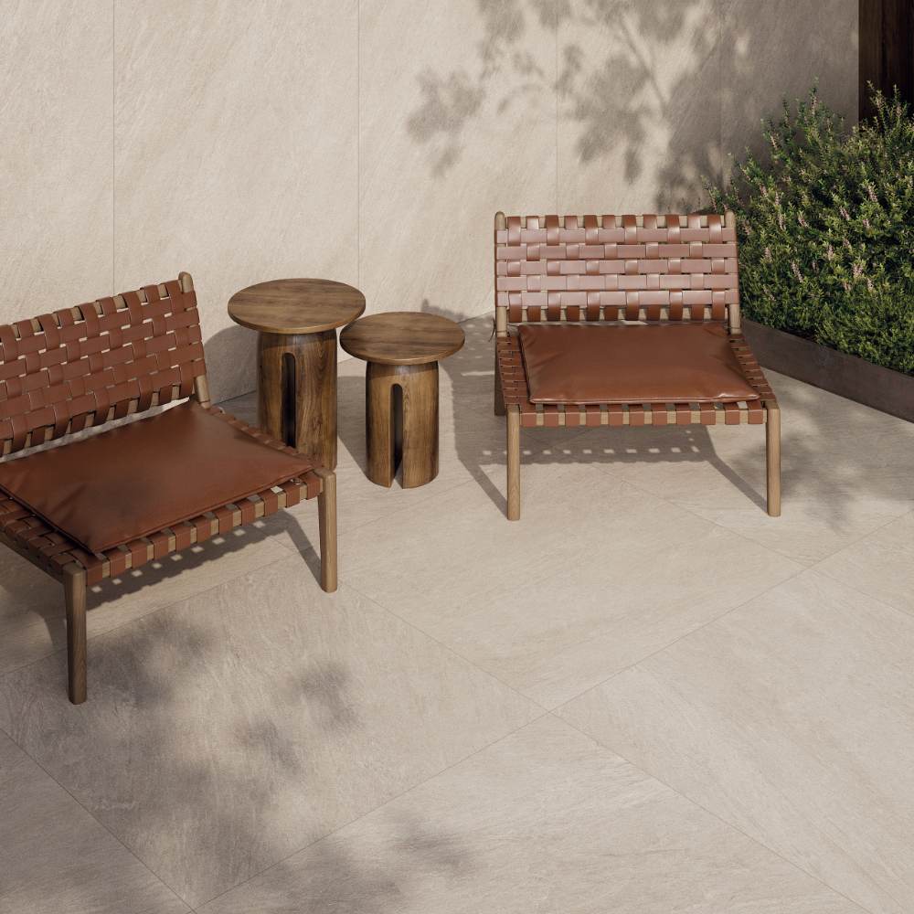 Stone effect porcelain floor tile ABK Cliff Sand, 60x120 cm, 8.5 mm, natural matt, slip-resistant R10