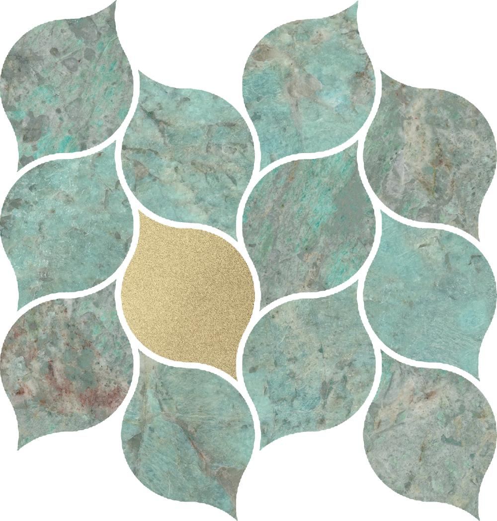 Ceramic mosaic Dune Amazonite Leaves, 27x24.5 cm, 9 mm