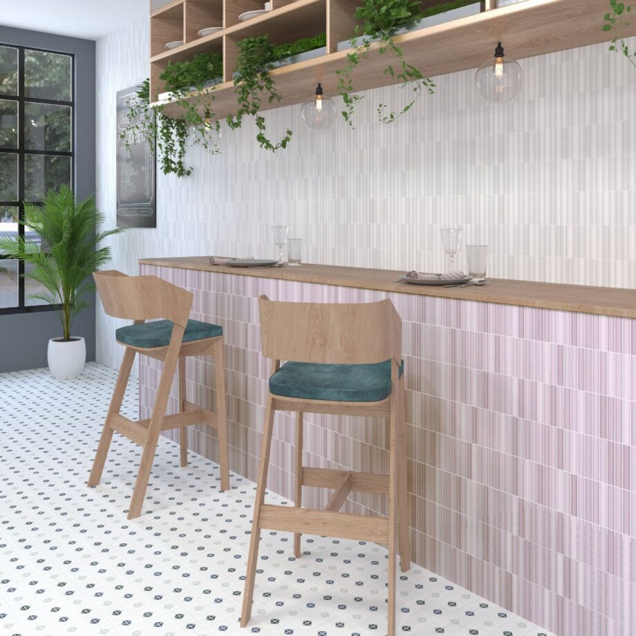 Ceramic mosaic Dune Kit-Kat Lilac Matt, 11.5x23.1 cm, 8 mm – interior
