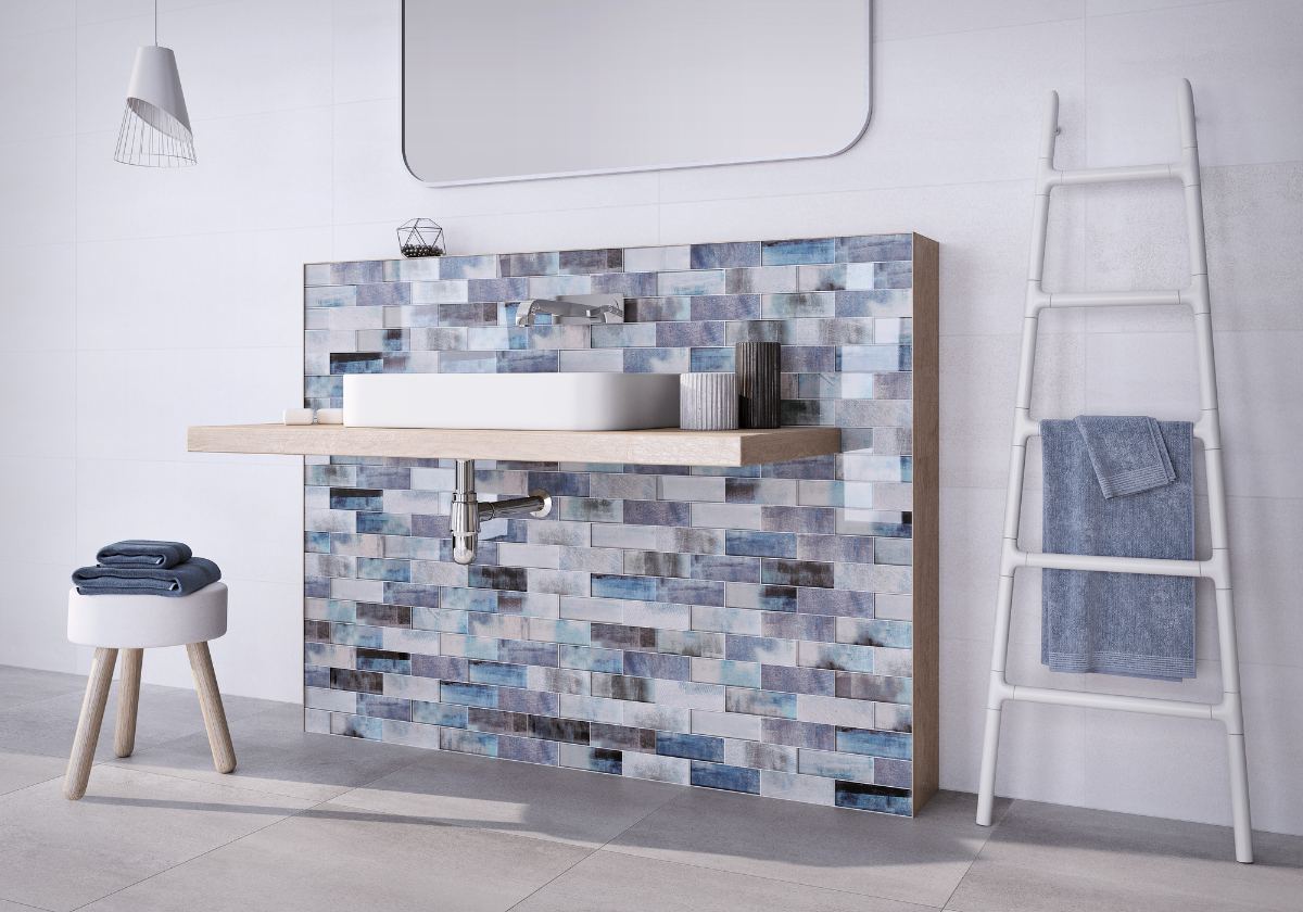 Mixed material mosaic Dune Sublime Blue, 29.8x29.8 cm, 8 mm – interior