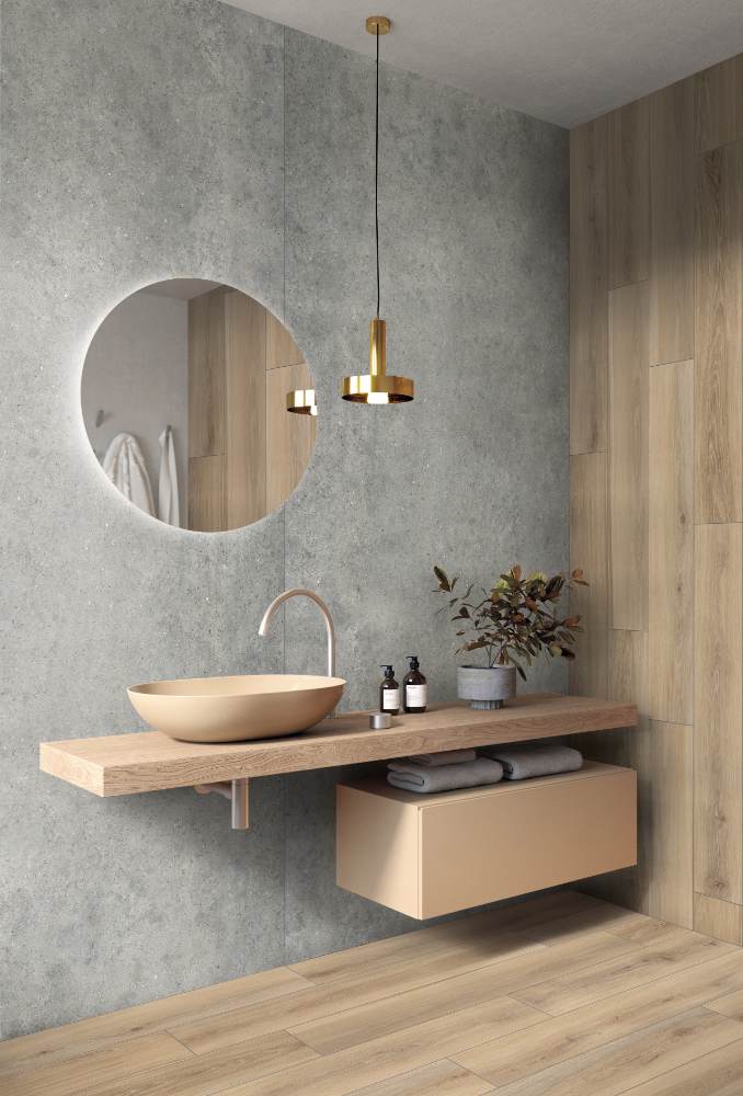 Wood effect porcelain floor tile ABK Eco Chic Naturale, 20x120 cm, 8.5 mm, matt