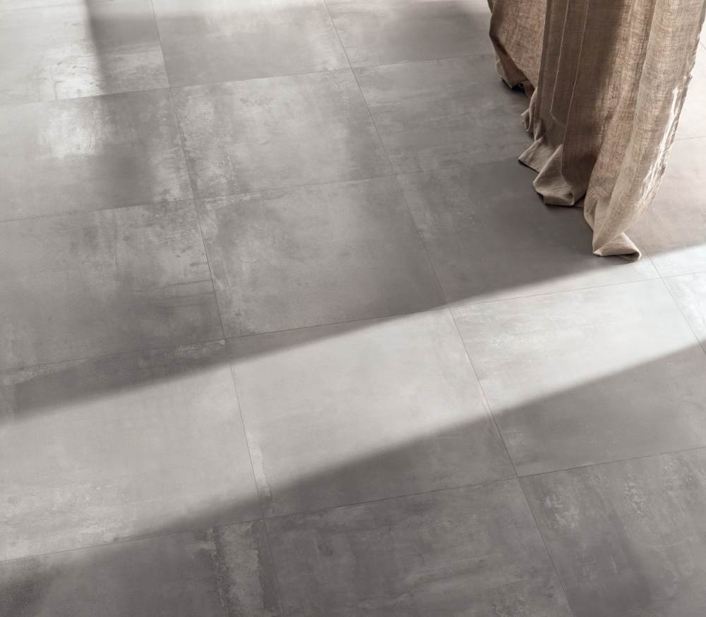 Metal effect porcelain tile ABK Interno 9 Silver, 30x60 cm, 8.5 mm, natural matt, slip-resistant R10