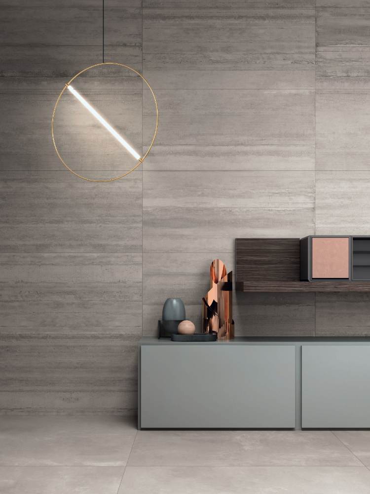 Concrete effect decorative porcelain tile ABK LAB325 Form Ash, 60x120 cm, 8.5 mm, relief, matt
