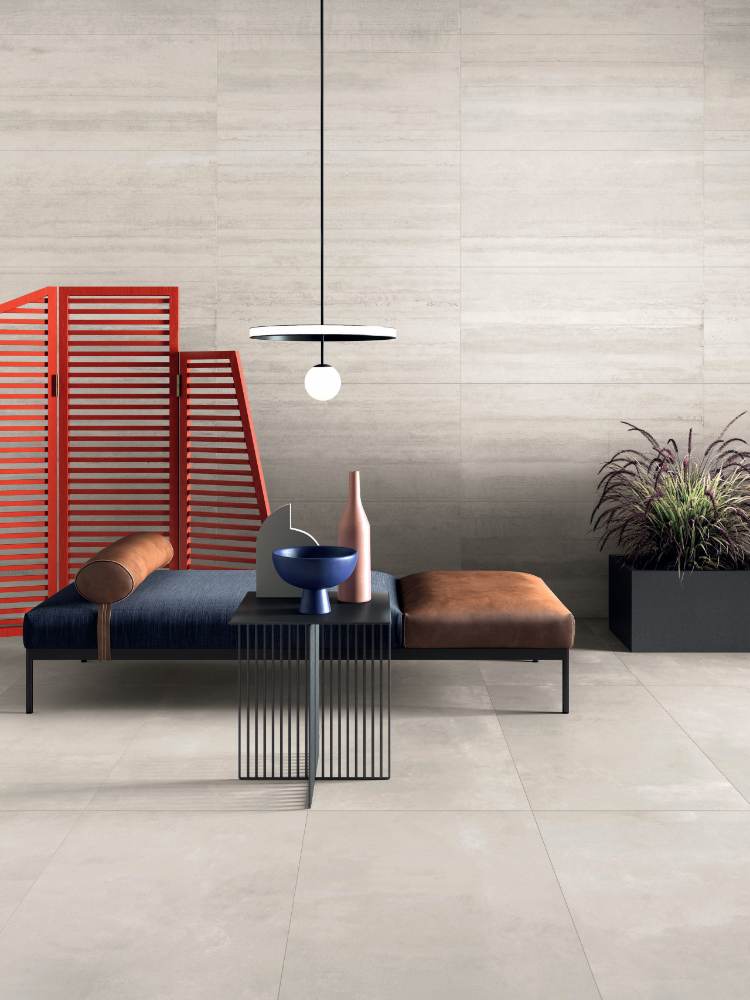 Concrete effect decorative porcelain tile ABK LAB325 Form Pearl, 60x120 cm, 8.5 mm, relief, matt