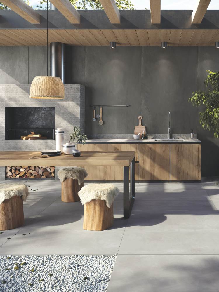 Concrete effect outdoor porcelain tile ABK LAB325 Base Ash, 60x60 cm, 20 mm, outdoor, slip-resistant R11