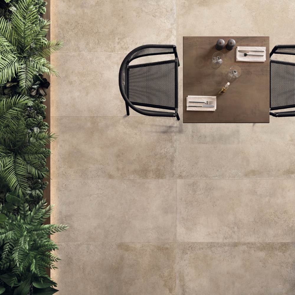 Stone effect outdoor porcelain tile ABK Salento Ocre, 80x80 cm, 20 mm, outdoor, slip-resistant R11