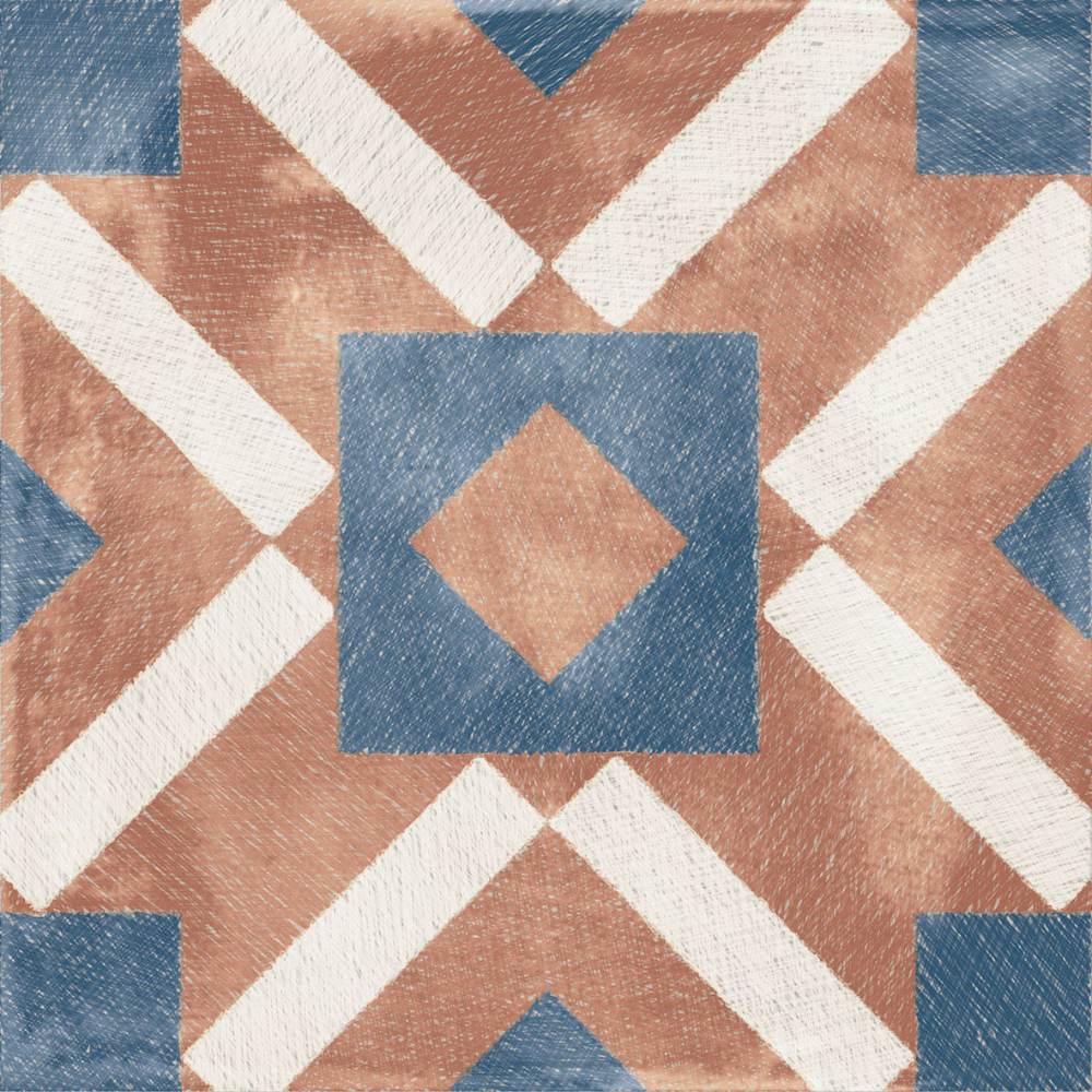 Patterned porcelain floor tile ABK Play Labyrinth Cotto, 20x20 cm, 8.5 mm, matt (nat.)