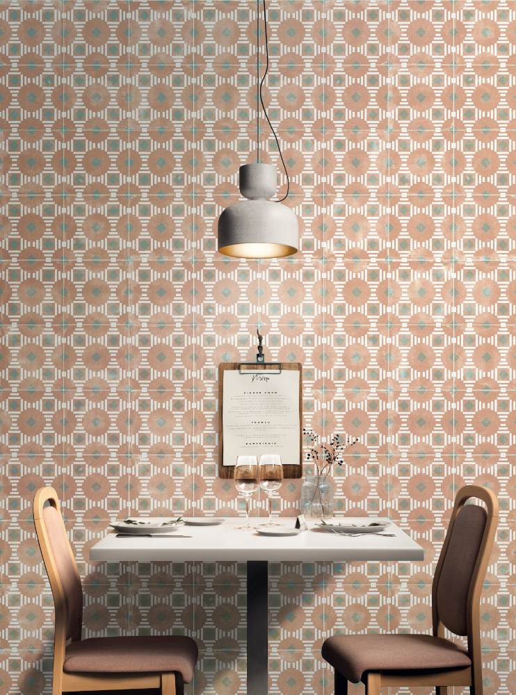 Patterned porcelain floor tile ABK Play Labyrinth Clay, 20x20 cm, 8.5 mm, matt (nat.)