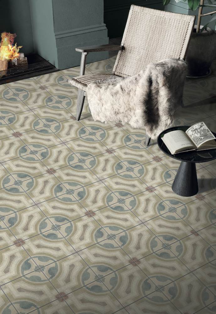 Patterned porcelain floor tile ABK Play Concrete Retrò B, 20x20 cm, 8.5 mm, matt (nat.)