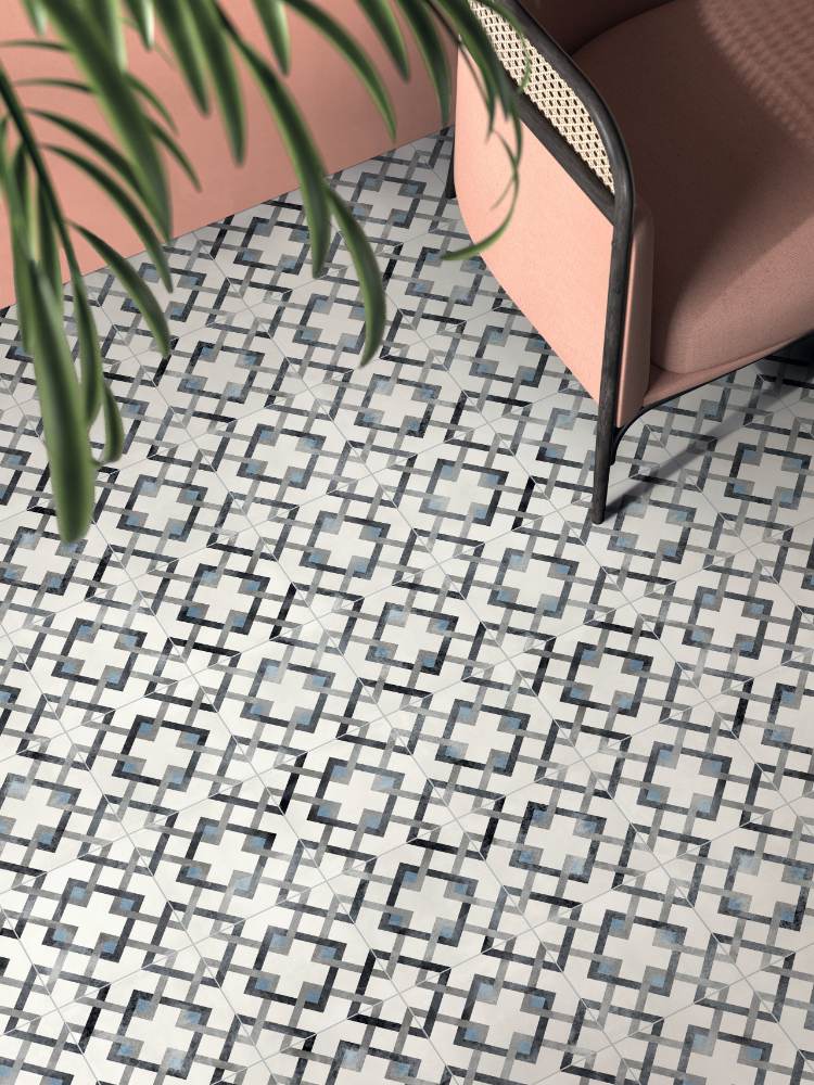 Patterned porcelain floor tile ABK Play Classic Sky, 20x20 cm, 8.5 mm, matt (nat.)