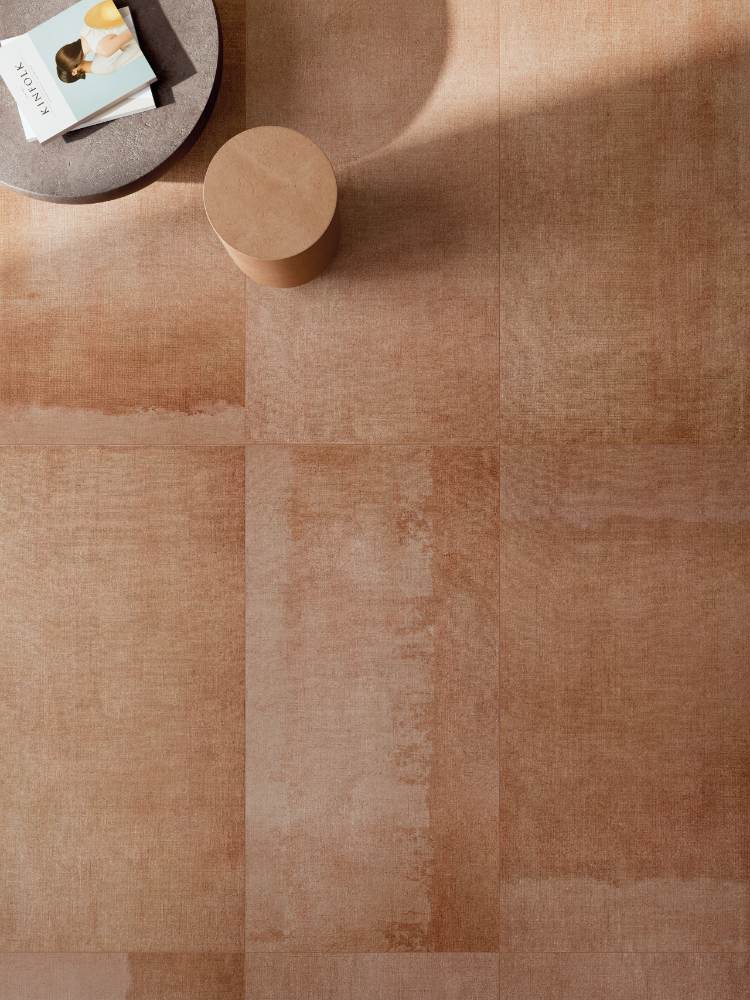 Patterned decorative porcelain tile ABK Poetry Net Patch Orange, 60x120 cm, 8.5 mm, patterned decor, matt