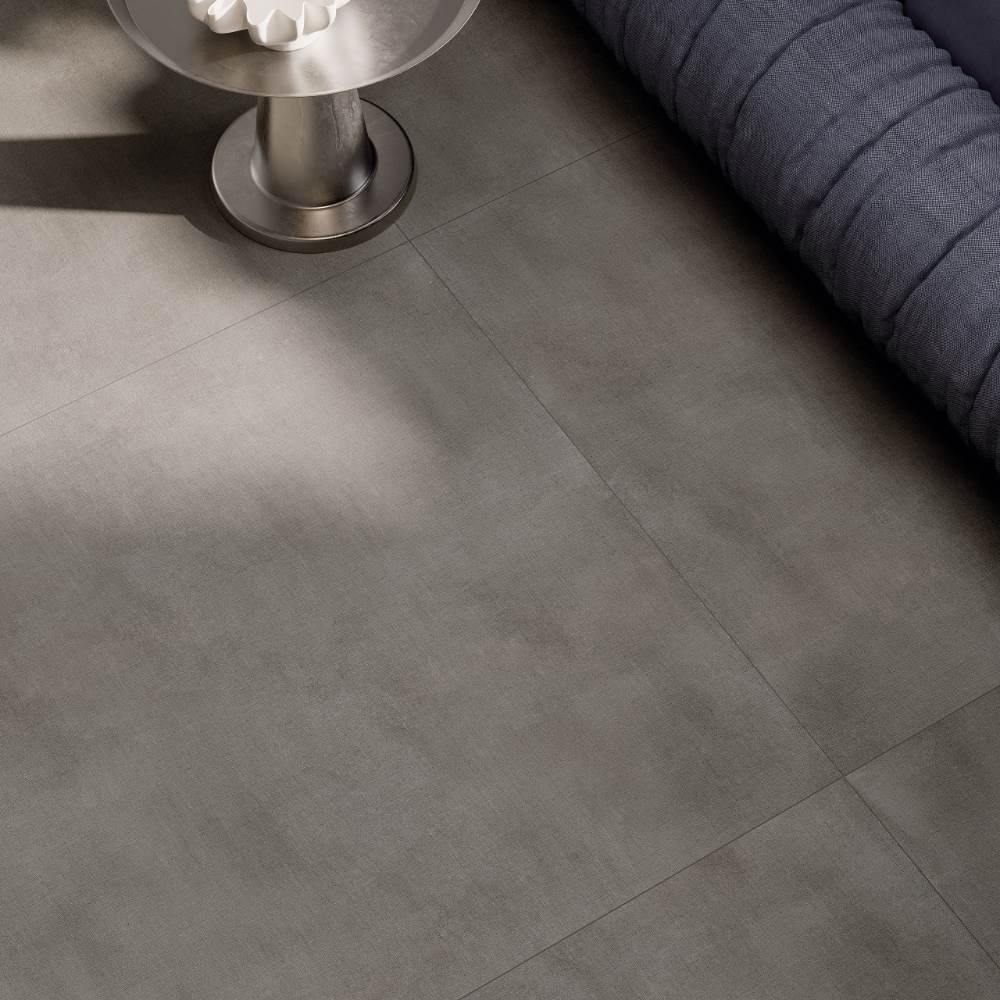 Concrete effect porcelain floor tile ABK Poetry Net Tobacco, 60x120 cm, 8.5 mm, natural matt, slip-resistant R10