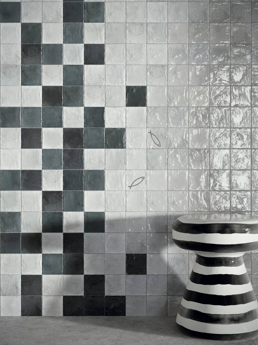 Coloured ceramic wall tile ABK Poetry Colors Pearl, 10x10 cm, 8.5 mm, glazed, handcrafted look
