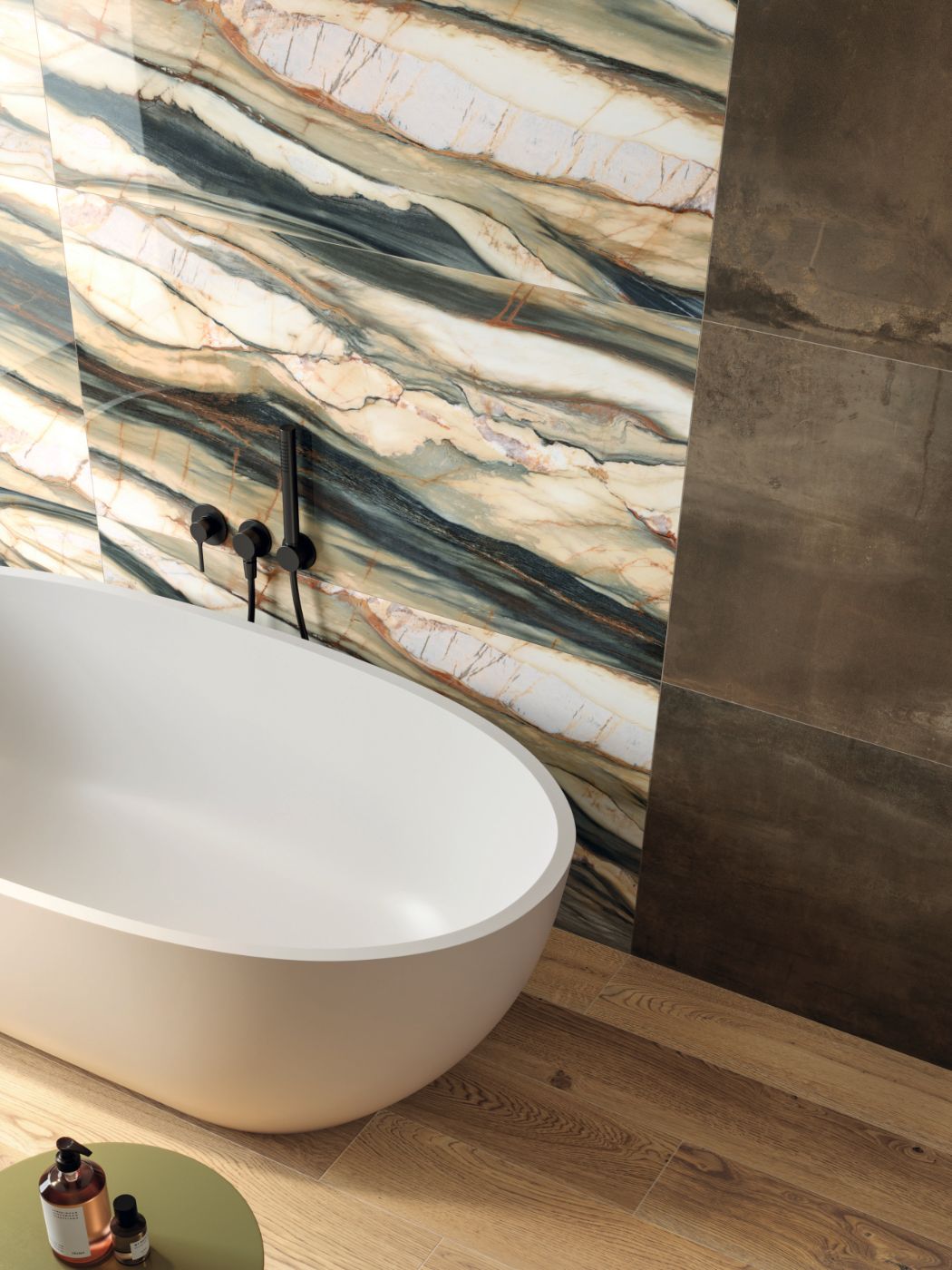 Marble effect porcelain tiles ABK Sensi 900 Oyster Gold, 120x120 cm, 8.5 mm, polished (lux)