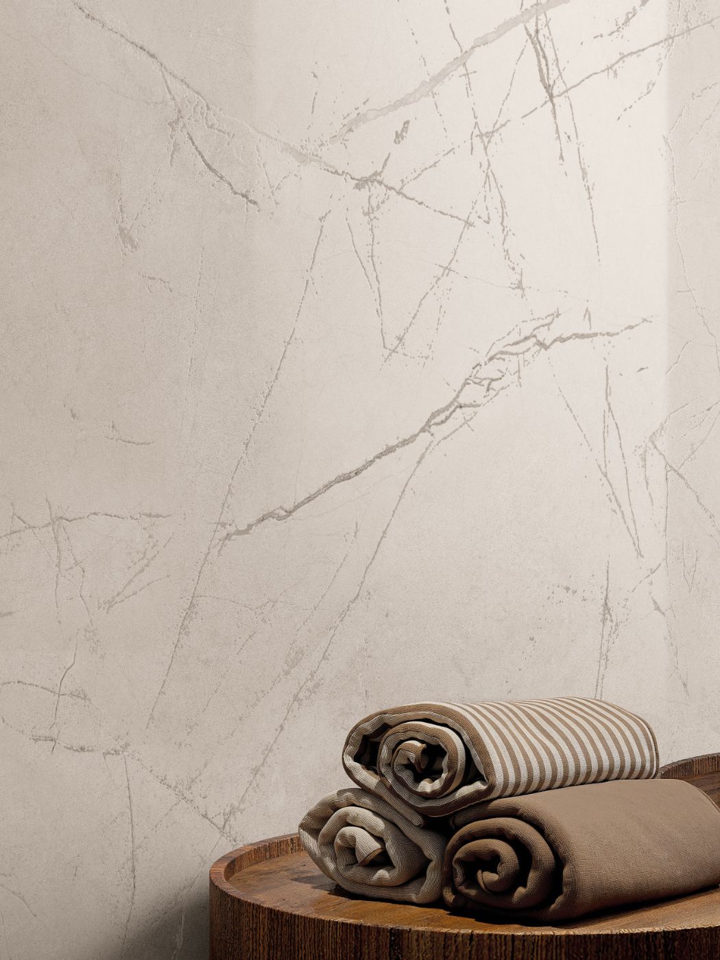 Marble effect porcelain slab ABK Sensi 900 Pulpis Ivory, 120x280 cm, 6 mm, polished 3D textured (lux 3D)