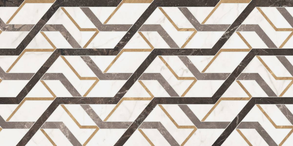 Marble mosaic effect porcelain tile ABK Sensi Fantasy Spider, 60x120 cm, 8.5 mm, polished 3D textured (lux 3D)