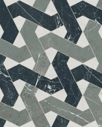 Marble mosaic effect porcelain tile ABK Sensi Fantasy Zigzag, 60x120 cm, 8.5 mm, polished 3D textured (lux 3D)
