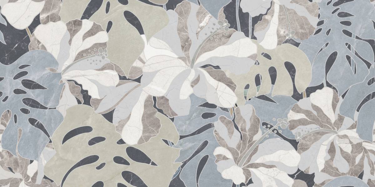Marble mosaic effect porcelain tile ABK Sensi Fantasy Tahiti, 60x120 cm, 8.5 mm, polished 3D textured (lux 3D)