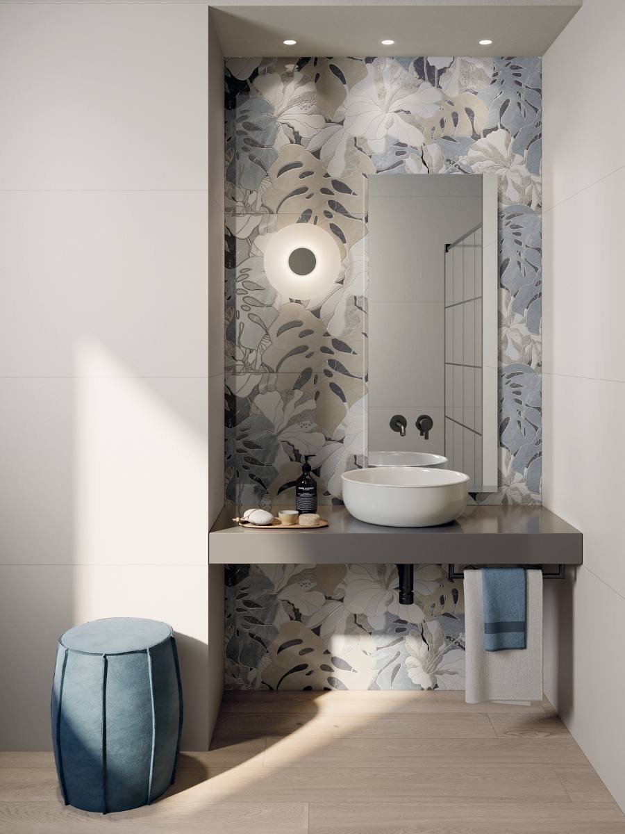 Marble mosaic effect porcelain tile ABK Sensi Fantasy Tahiti, 60x120 cm, 8.5 mm, polished 3D textured (lux 3D)