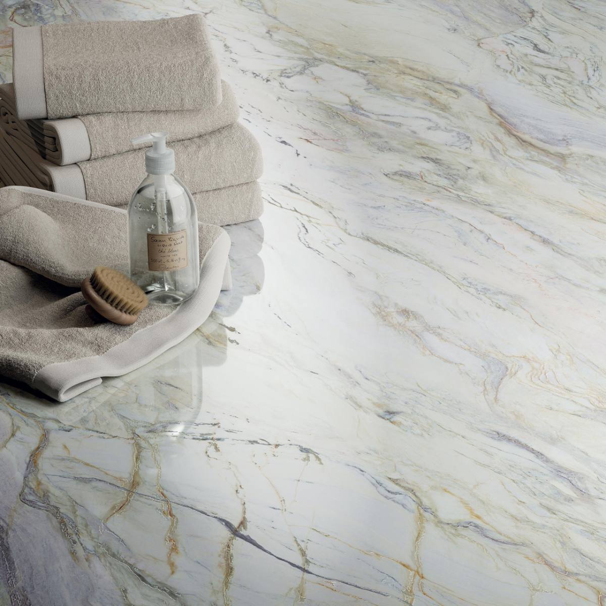 Marble effect porcelain tiles ABK Sensi Nuance Quarzite Fusion, 60x120 cm, 8.5 mm, natural matt, slip-resistant R10