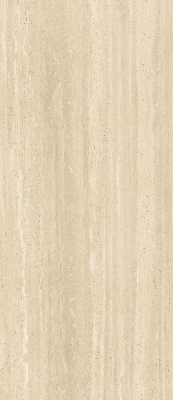 Stone effect porcelain slab ABK Sensi Roma Cream, 120x280 cm, 6 mm, polished 3D textured (lux 3D)