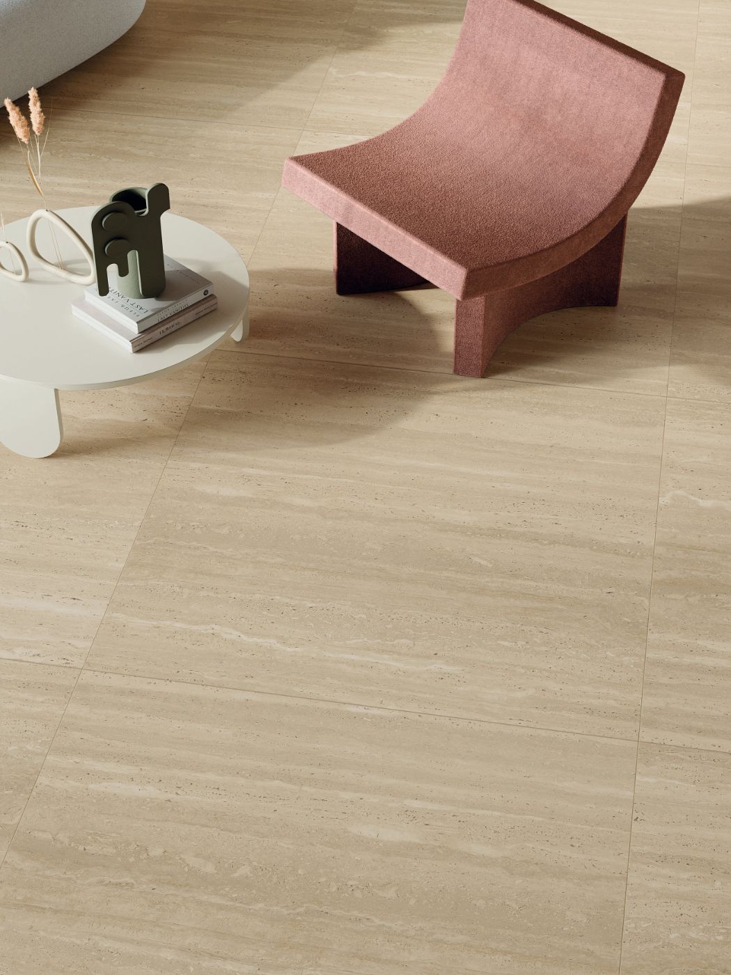Stone effect porcelain tiles ABK Sensi Roma Cream, 120x120 cm, 8.5 mm, 3D textured (antique)