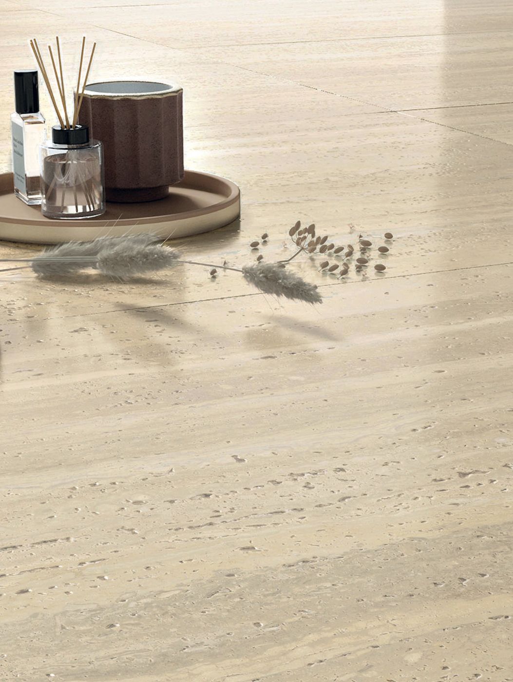 Stone effect porcelain tiles ABK Sensi Roma Cream, 120x120 cm, 8.5 mm, 3D textured (antique)